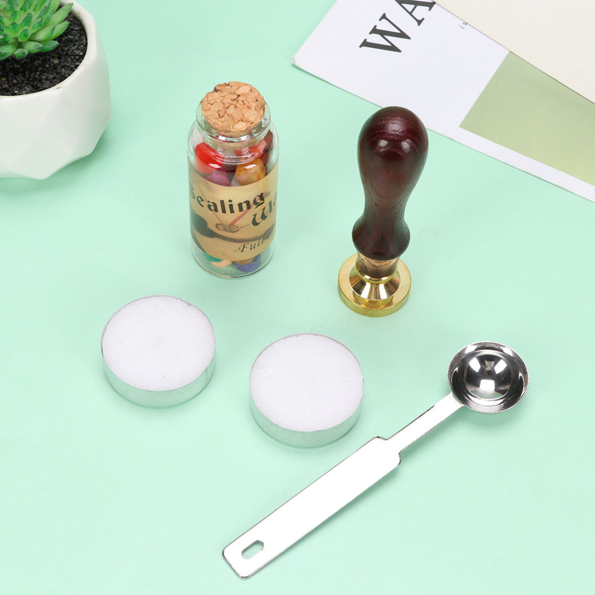 Wax Seal Letter Kit - 1 Set Premium-Siegelwachs-Stempel-Set aus Holz und