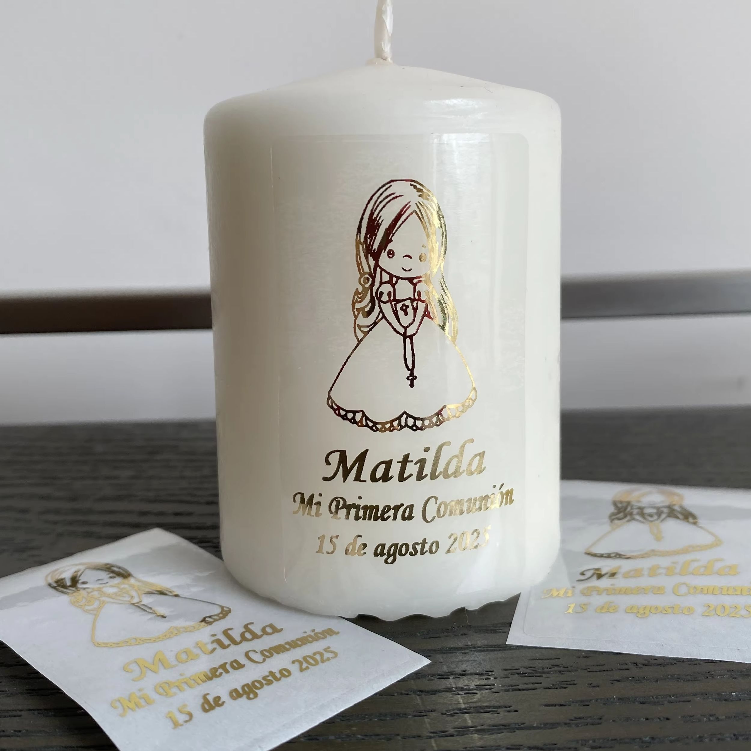Personalised Candle Label - Personalisierte Aufkleber für Mädchen zur Erstkommunion,