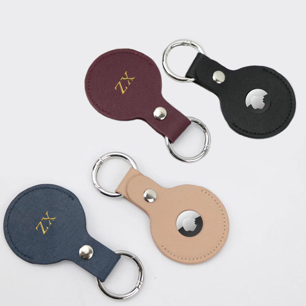 Monogram Keychain Leather - Benutzerdefinierte goldene Anfangsbuchstaben für Air Tags