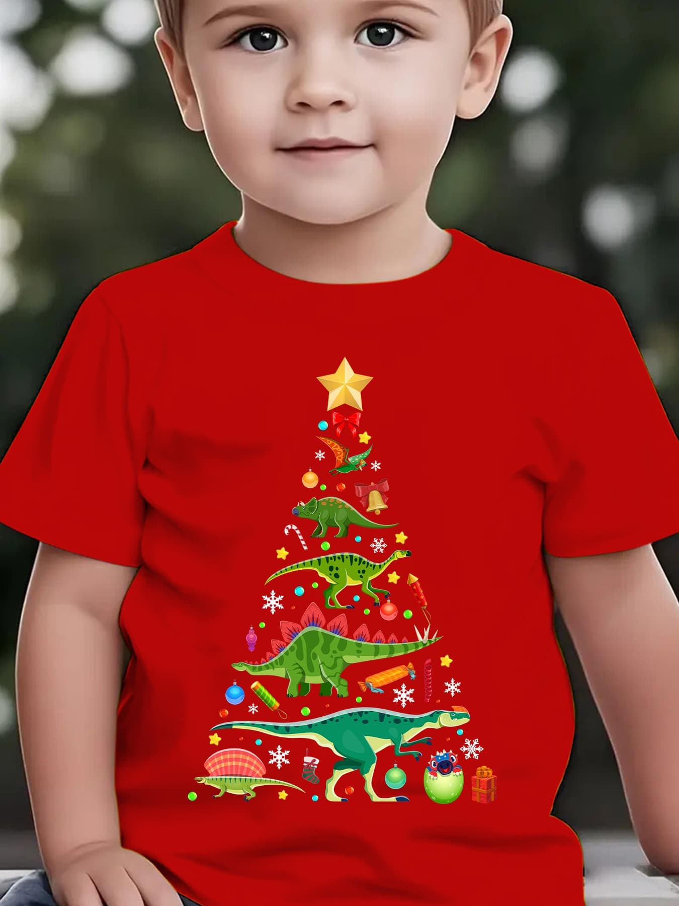 Family Tree Print - WEIHNACHTEN Sommer Kinder Mode T-Shirt Dinosaurier
