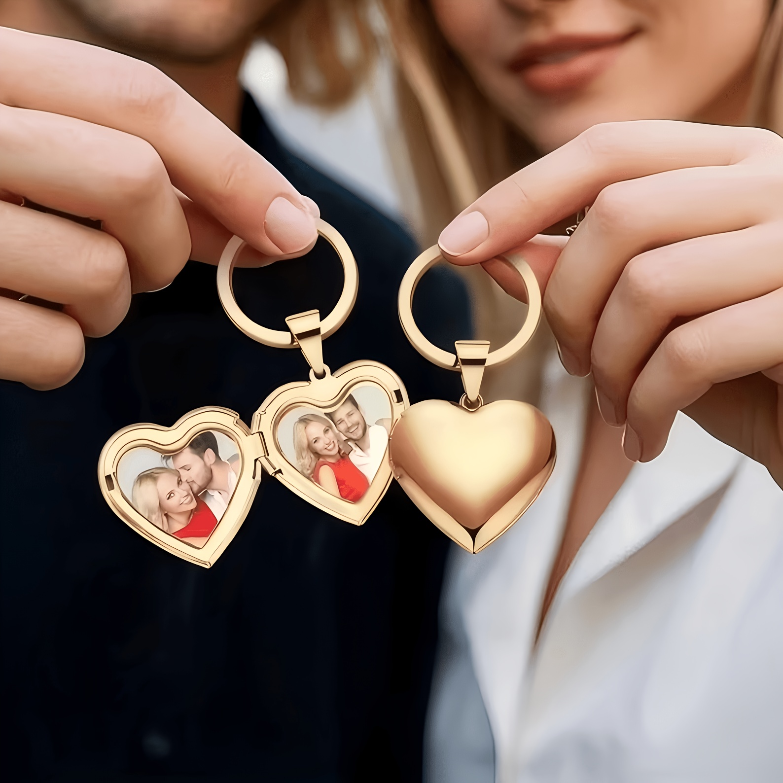 Initial Ring Custom - Personalisierter 1/2 Foto-Herzrahmen-Medaillon-Schlüsselanhänger, personalisierter Schlüsselring, Erinnerungsstück