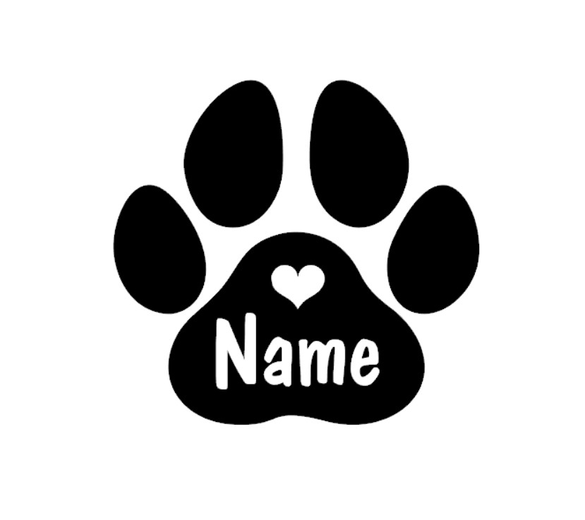 Pet Portrait Custom - 2 Stück personalisierter Pfotenabdruck mit Namensaufkleber